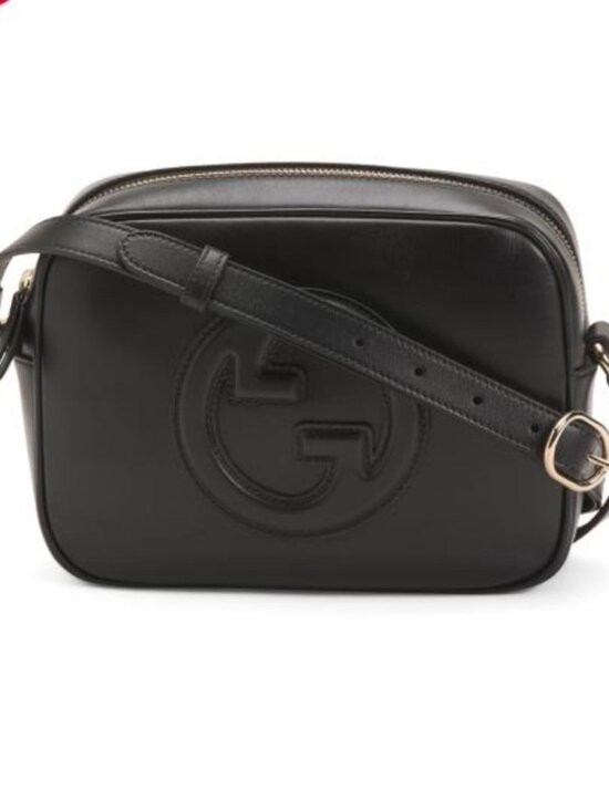Gucci Handbags - Gucci Black Embossed Interlocking GG Leather Shoulder Bag